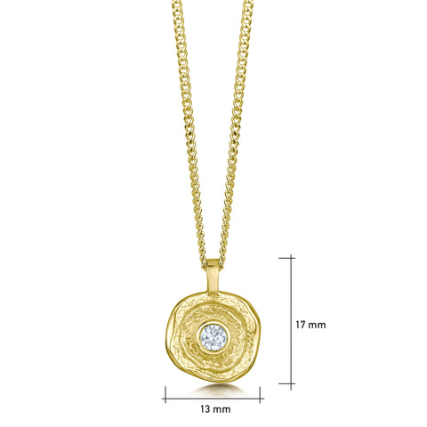 Lunar Diamond Small Pendant in 18ct Yellow Scottish Gold by Sheila Fleet Jewellery