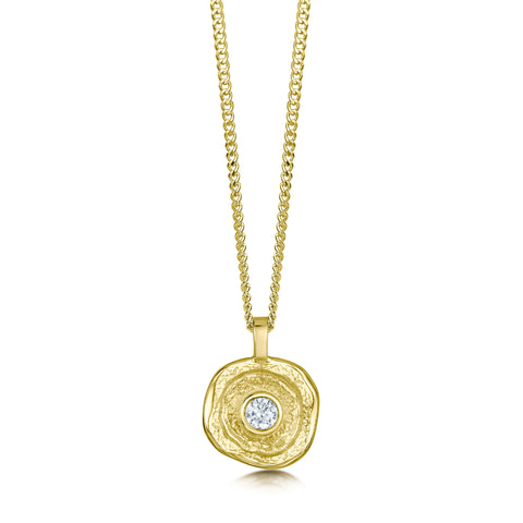 Lunar Diamond Small Pendant in 18ct Yellow Scottish Gold by Sheila Fleet Jewellery