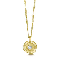 Lunar Diamond Small Pendant in 18ct Yellow Scottish Gold by Sheila Fleet Jewellery