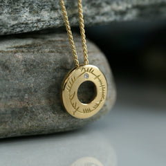 Ogham Small Diamond Pendant in 18ct Yellow Scottish Gold by Sheila Fleet Jewellery