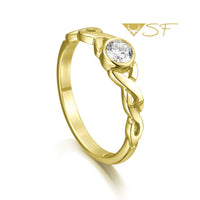 Celtic Twist 0.22ct Diamond Solitaire Ring in 18ct Yellow Scottish Gold by Sheila Fleet Jewellery