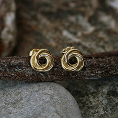 Reef Knot Stud Earrings in 18ct Yellow Scottish Gold by Sheila Fleet Jewellery