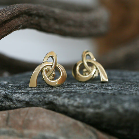 Tidal Stud Earrings in 18ct Yellow Scottish Gold by Sheila Fleet Jewellery