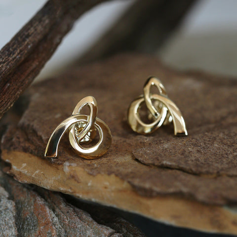 Tidal Stud Earrings in 18ct Yellow Scottish Gold by Sheila Fleet Jewellery