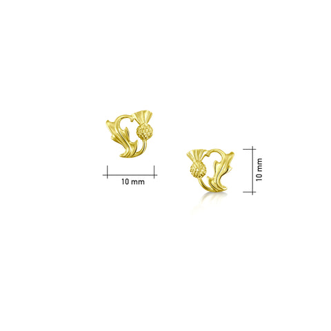 Thistle Small Stud Earrings in 18ct Yellow Scottish Gold by Sheila Fleet Jewellery