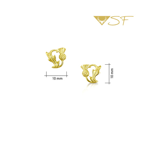 Thistle Small Stud Earrings in 18ct Yellow Scottish Gold by Sheila Fleet Jewellery