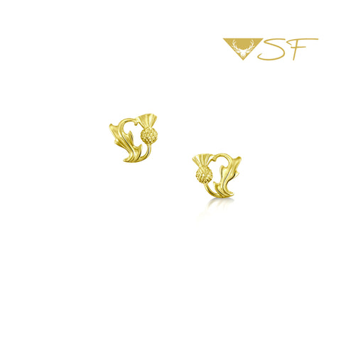 Thistle Small Stud Earrings in 18ct Yellow Scottish Gold by Sheila Fleet Jewellery
