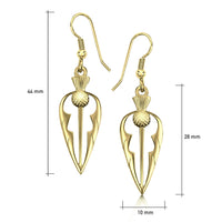 Thistle Dress Drop Earrings in 18ct Yellow Scottish Gold by Sheila Fleet Jewellery