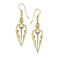 Thistle Dress Drop Earrings in 18ct Yellow Scottish Gold by Sheila Fleet Jewellery