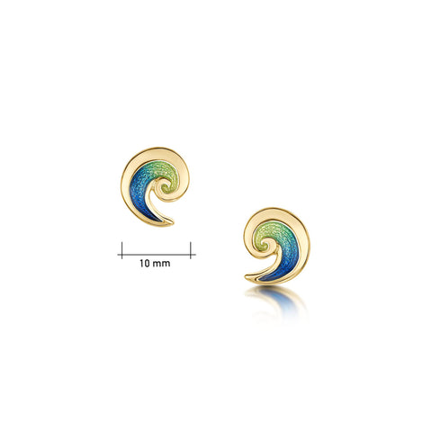 Breckon Small Stud Enamel Earrings in 18ct Yellow Scottish Gold by Sheila Fleet Jewellery