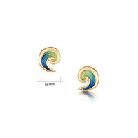 Breckon Small Stud Enamel Earrings in 18ct Yellow Scottish Gold by Sheila Fleet Jewellery