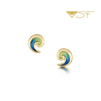 Breckon Small Stud Enamel Earrings in 18ct Yellow Scottish Gold by Sheila Fleet Jewellery