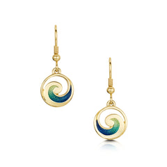 Pentland Enamel Small Drop Earrings in 18ct Yellow Scottish Gold by Scottish Gold