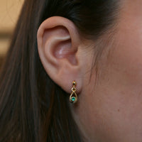 Emerald Droplet Petite Earrings in 18ct Yellow Scottish Gold by Sheila Fleet Jewellery