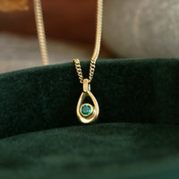 Emerald Birthstone Petite Droplet Pendant in 18ct Yellow Scottish Gold by Sheila Fleet Jewellery