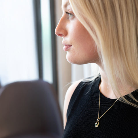 Emerald Droplet Pendant in 18ct Yellow Scottish Gold by Sheila Fleet Jewellery