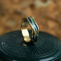 Sea Motion 'Ocean' Enamel Ring in 18ct Yellow Scottish Gold by Sheila Fleet Jewellery