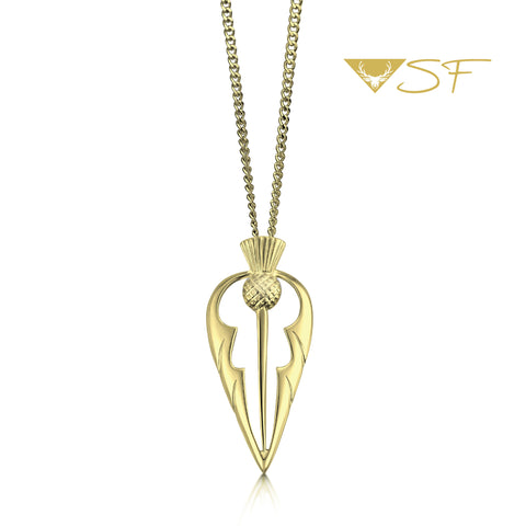 Thistle Pendant Necklace in 18ct Yellow Scottish Gold by Sheila Fleet Jewellery