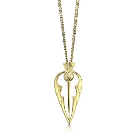 Thistle Pendant Necklace in 18ct Yellow Scottish Gold by Sheila Fleet Jewellery