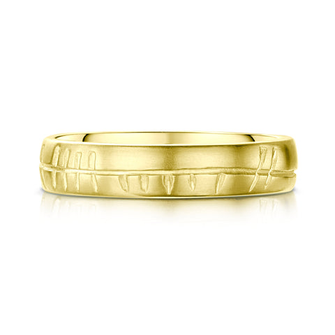 18ct Yellow Scottish Gold Ogham ring by Sheila Fleet Jewellery.