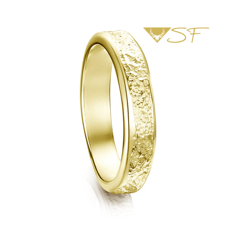 Matrix 4mm Band in 18ct Yellow Scottish Gold by Sheila Fleet Jewellery