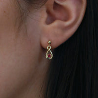 Ruby Droplet Petite Earrings in 18ct Yellow Scottish Gold by Sheila Fleet Jewellery