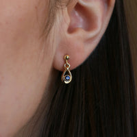 Sapphire Droplet Petite Earrings in 18ct Yellow Scottish Gold by Sheila Fleet Jewellery