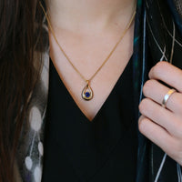 Sapphire Droplet Pendant in 18ct Yellow Scottish Gold by Sheila Fleet Jewellery