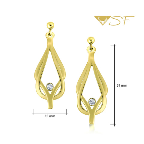 Reef Knot Diamond Drop Earrings in 18ct Yellow Scottish Gold by Sheila Fleet Jewellery