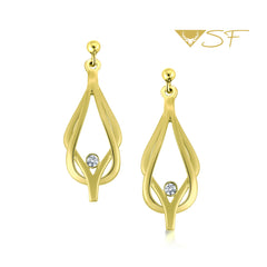 Reef Knot Diamond Drop Earrings in 18ct Yellow Scottish Gold by Sheila Fleet Jewellery