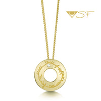 Ogham Small Diamond Pendant in 18ct Yellow Scottish Gold by Sheila Fleet Jewellery