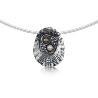 Limpet Oxidised Necklace with Black & Peach Pearls by Sheila Fleet Jewellery