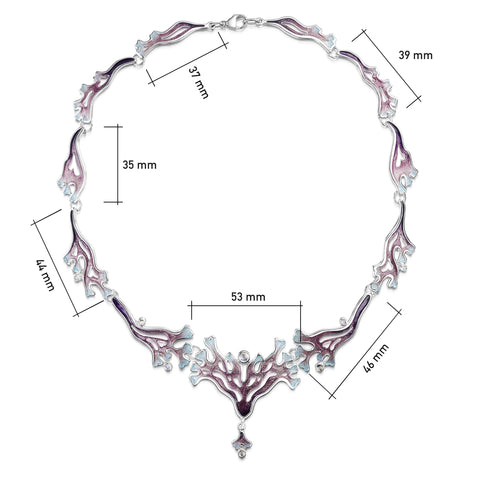 Sea Moss Moonstone 11-link Statement Necklace in Sea Pink Enamel by Sheila Fleet Jewellery