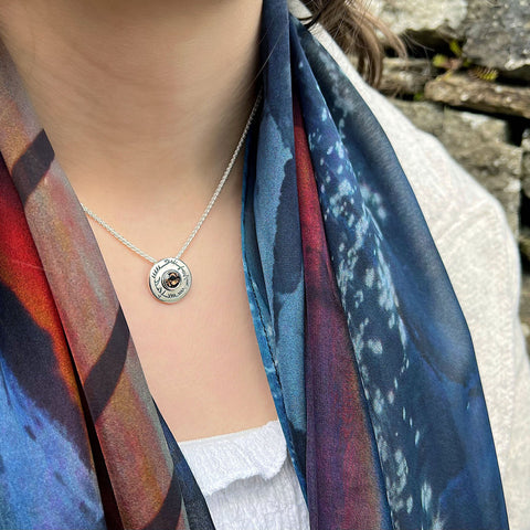 Ogham Small Smoky Quartz Pendant in Sterling Silver by Sheila Fleet Jewellery