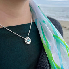 Ogham Small Blue Topaz Pendant in Sterling Silver by Sheila Fleet Jewellery