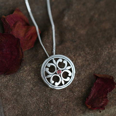 Garnet Cathedral Pendant in Sterling Silver by Sheila Fleet Jewellery