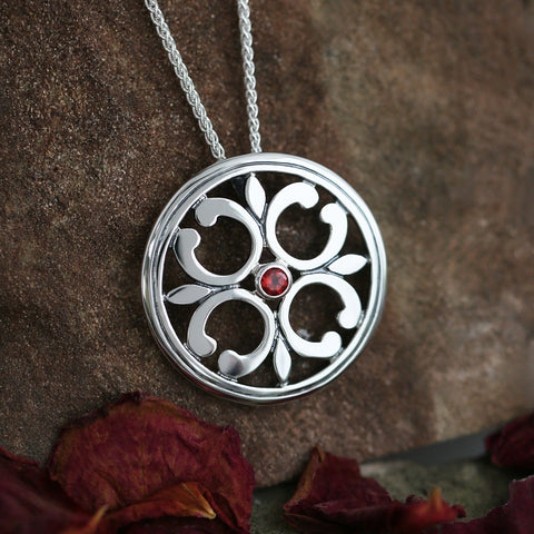 Garnet Cathedral Dress Pendant in Sterling Silver by Sheila Fleet Jewellery