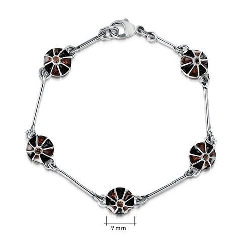 Kirkwall Ba' 5-link Smoky Quartz Bracelet in Dark Tan Enamel by Sheila Fleet Jewellery