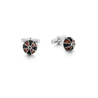 Kirkwall Ba' Smoky Quartz Cufflinks in Dark Tan Enamel by Sheila Fleet Jewellery