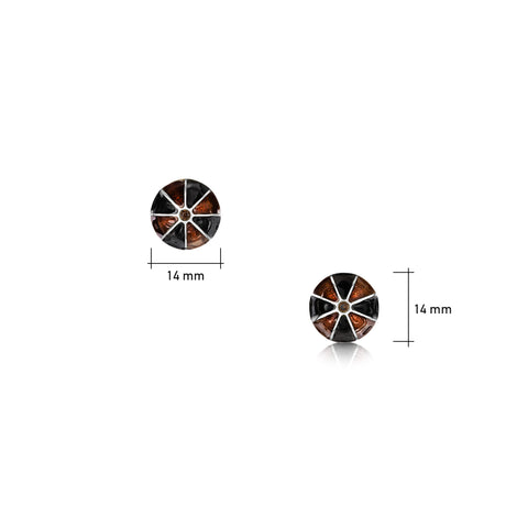 Kirkwall Ba' Smoky Quartz Stud Earrings in Dark Tan Enamel by Sheila Fleet Jewellery
