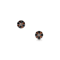 Kirkwall Ba' Smoky Quartz Stud Earrings in Dark Tan Enamel by Sheila Fleet Jewellery