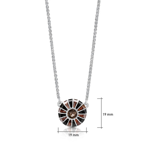 Kirkwall Ba' Smoky Quartz Dress Necklace in Dark Tan Enamel by Sheila Fleet Jewellery
