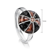 Kirkwall Ba' Smoky Quartz Dress Ring in Dark Tan Enamel by Sheila Fleet Jewellery