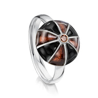 Kirkwall Ba' Smoky Quartz Dress Ring in Dark Tan Enamel by Sheila Fleet Jewellery