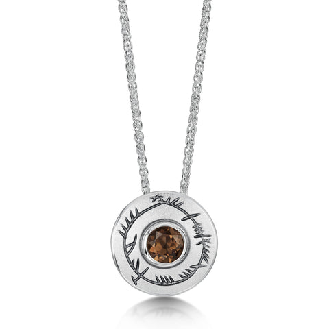 Ogham Small Smoky Quartz Pendant in Sterling Silver by Sheila Fleet Jewellery