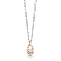 Arctic Stream Diamond Petite Droplet Pendant in Silver & 9ct Rose Gold by Sheila Fleet Jewellery