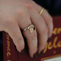 Secret Hearts Diamond Enamel Ring in Silver & 9ct Rose Gold by Sheila Fleet Jewellery