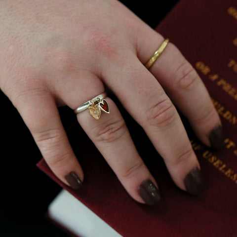 Secret Hearts Diamond Enamel Ring in Silver & 9ct Rose Gold by Sheila Fleet Jewellery