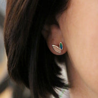Seasons Gold Leaves Petite Stud Earrings in Spring Enamel by Sheila Fleet Jewellery