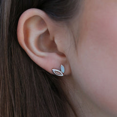 Seasons Gold Leaves Petite Stud Earrings in Winter Enamel by Sheila Fleet Jewellery